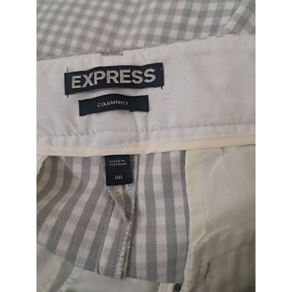 Express Womens Size 4 Columnist Trouser Pants Stretch Gray White Gingham Plaid - Picture 6 of 7
